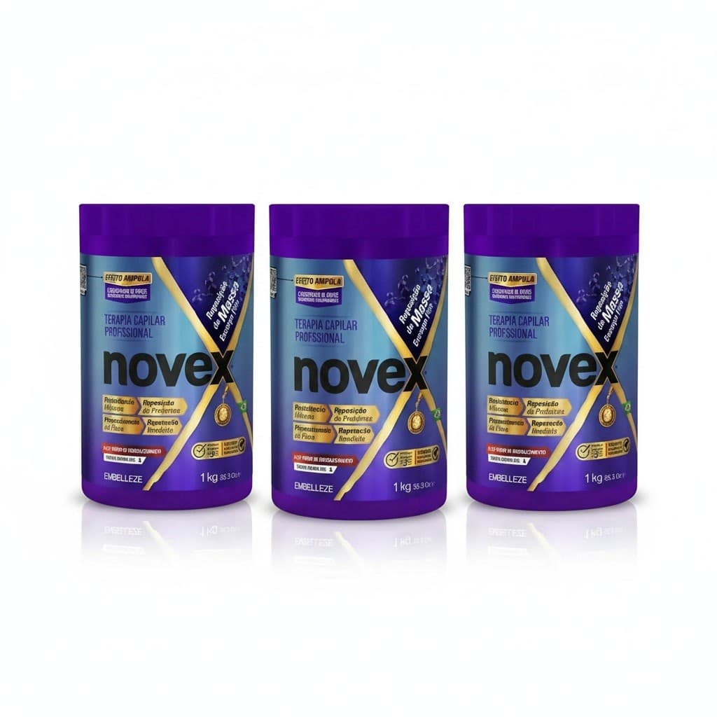 Kit 3 Cremes de Tratamento Novex 400g Máscara Capilar Hidratação Nutrição Reconstrução