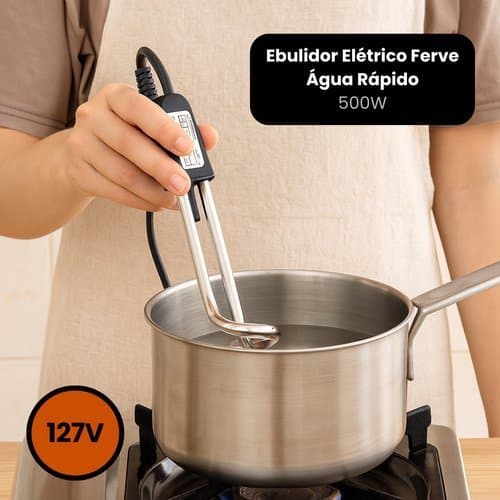 Chaleira Eletrica Portatil Ferve Agua Rapido 500W 127V Aquecimento Seguro Pratico