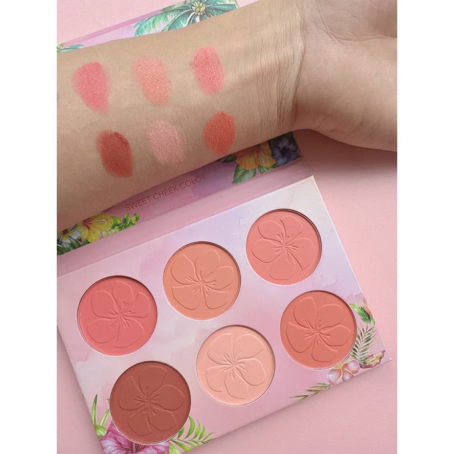 Paleta de Blush 6 Cores Love Rain com Design Floral e Cores Suaves para Maquiagem Facial