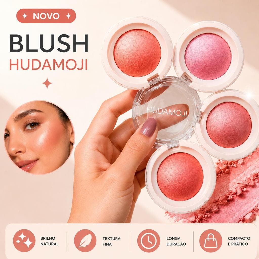 Blush Compacto 4,5g Cor Vibrante Brilho Natural Acabamento Luminoso Textura Aveludada Fórmula Leve e Sedosa