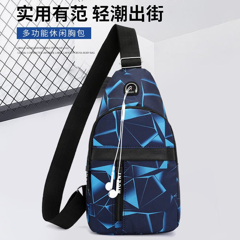 Multifuncional único saco de peito masculino simples versão coreana na moda bolsa de ombro lazer ao ar livre esportes po