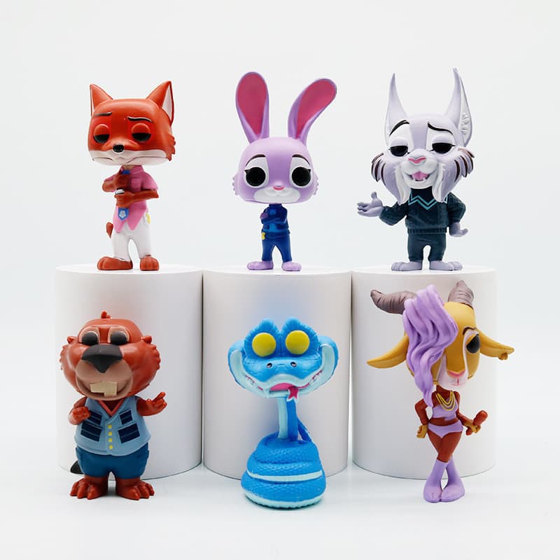 Conjunto de 6 Peças de Figuras de Ação do Filme Zootopia 2, Bonecos Judy Fox e Nick Wilde, Modelos Colecionáveis O3GQ AE