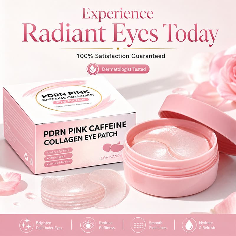 Remendo de olho de colágeno peptídeo rosa diário leve adequado para a pele pdrn salmão dna hidratante adesivo de olho en