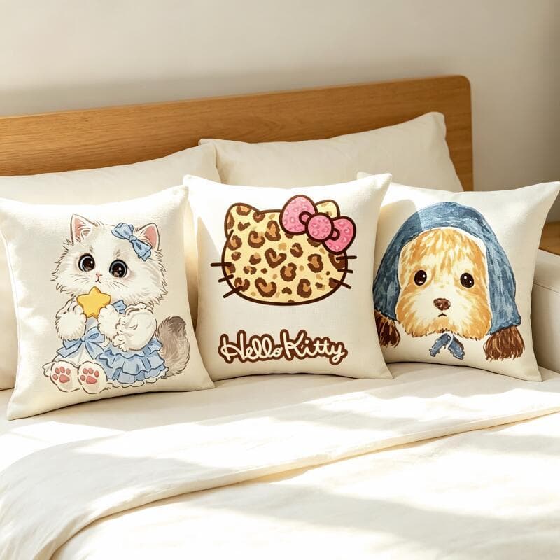 Almofada Estampas 40x40 45x45 Poliéster Enchimento Incluso Sofá Quarto Decoração Cute Festiva