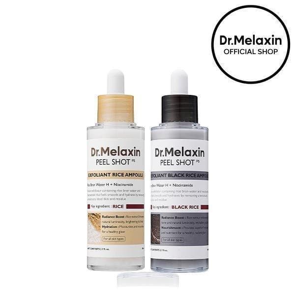 [Dr.Melaxin Oficial] Peel Shot Glow Rice Ampoule Duo - Séruns para Iluminar, Esfoliar e Hidratar - Adequado para Todos o