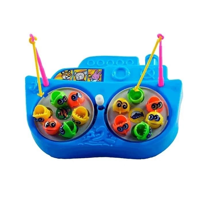 Pega Peixe Navio Brinquedo Jogo A Corda Duplo Navio Barquinho Pesca Maluca Infantil 12 Peixes e 2 Varas XZ-1505