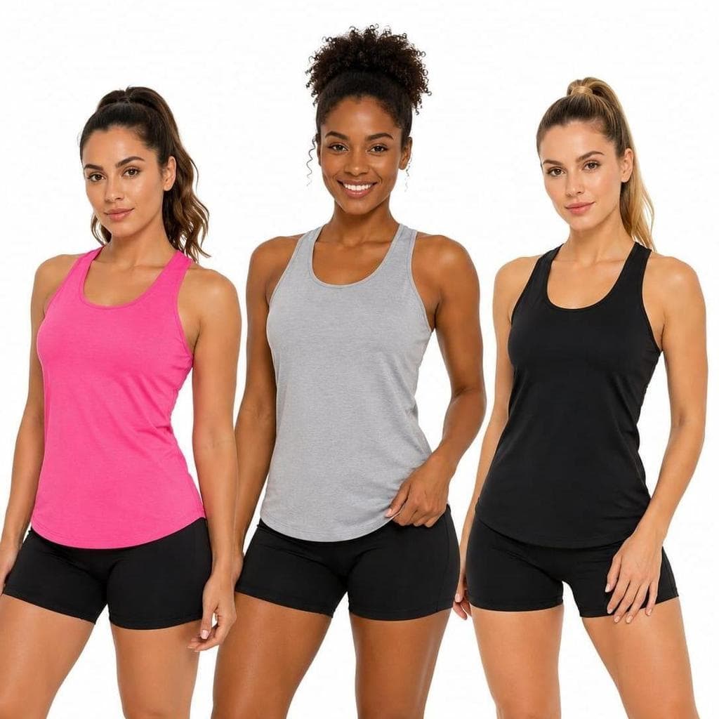 Kit 3 Regata Feminina Dry Fit Academia Treino Leve Esporte Respirável Furadinha Roupas Proteção UV