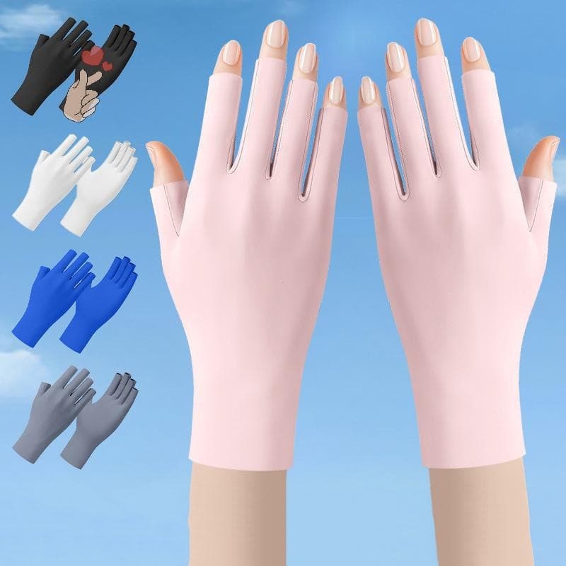 [PEBR] 1 Par De Luvas Anti UV Para Unhas , Luva Protetora De Gel , Meio Dedo , Lâmpada LED Manicure , Ferramentas Salão