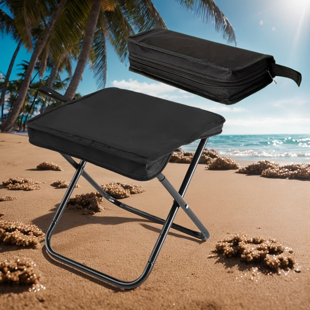 Cadeira de Pesca Banqueta Dobrável Portátil com Bolsa de Armazenamento para Camping e Piquenique