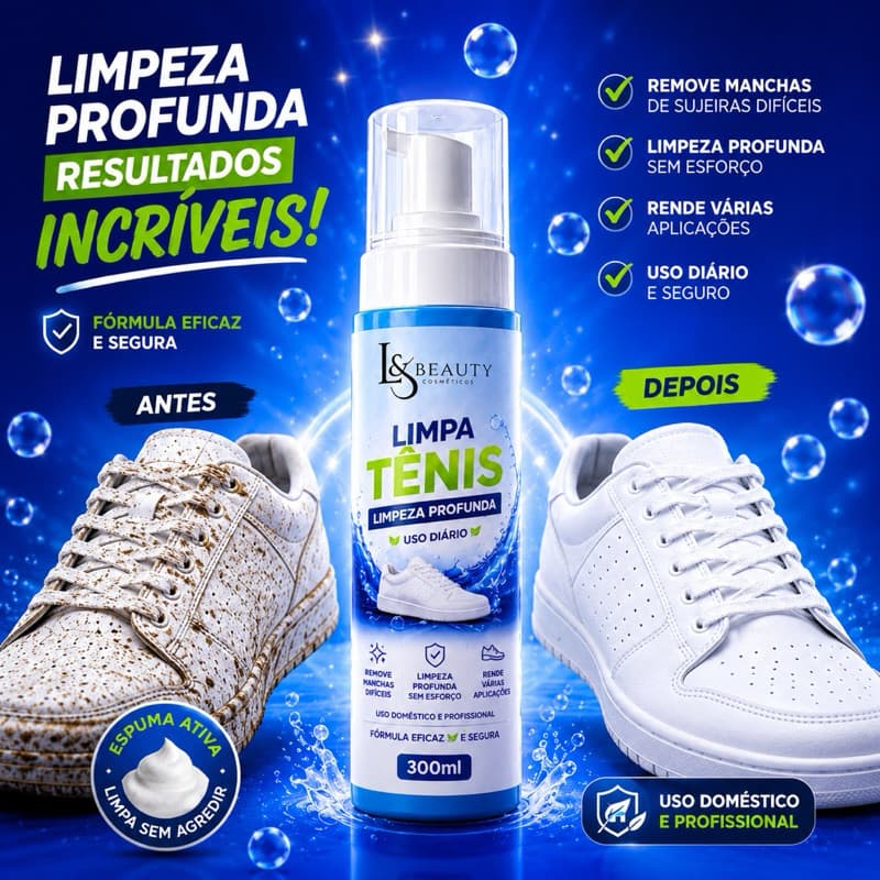 Limpa Tênis Premium L&Beauty 300ml - Limpeza Profunda Acessível