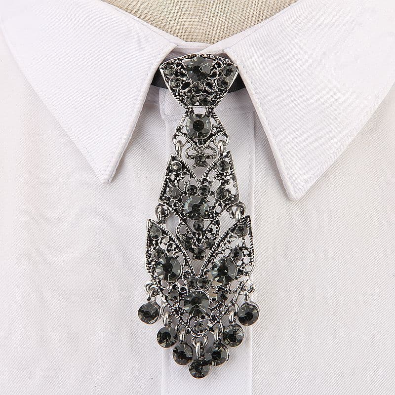 2026 novo estilo elegante na moda unissex versão coreana anfitrião de casamento Metal diamante gravata pequena20260724