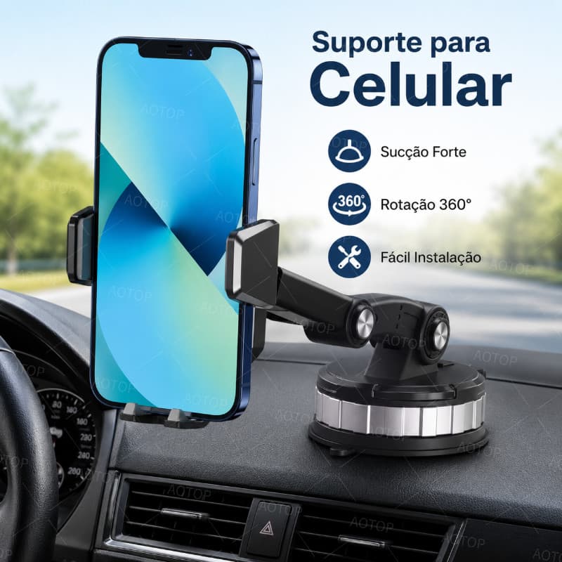 Suporte Anti Queda Pra Celular Veicular 360 ajustável carro painel vidro parabrisa universal mesa gravação anti queda GP