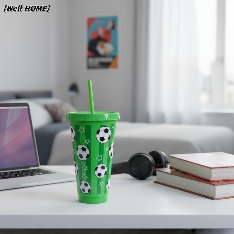 [Bem HOME] Copo De Futebol De Plástico 710ML 24 Onças Temático Reutilizável Garrafa Para Beber Jogo Dia Esportes Festa P
