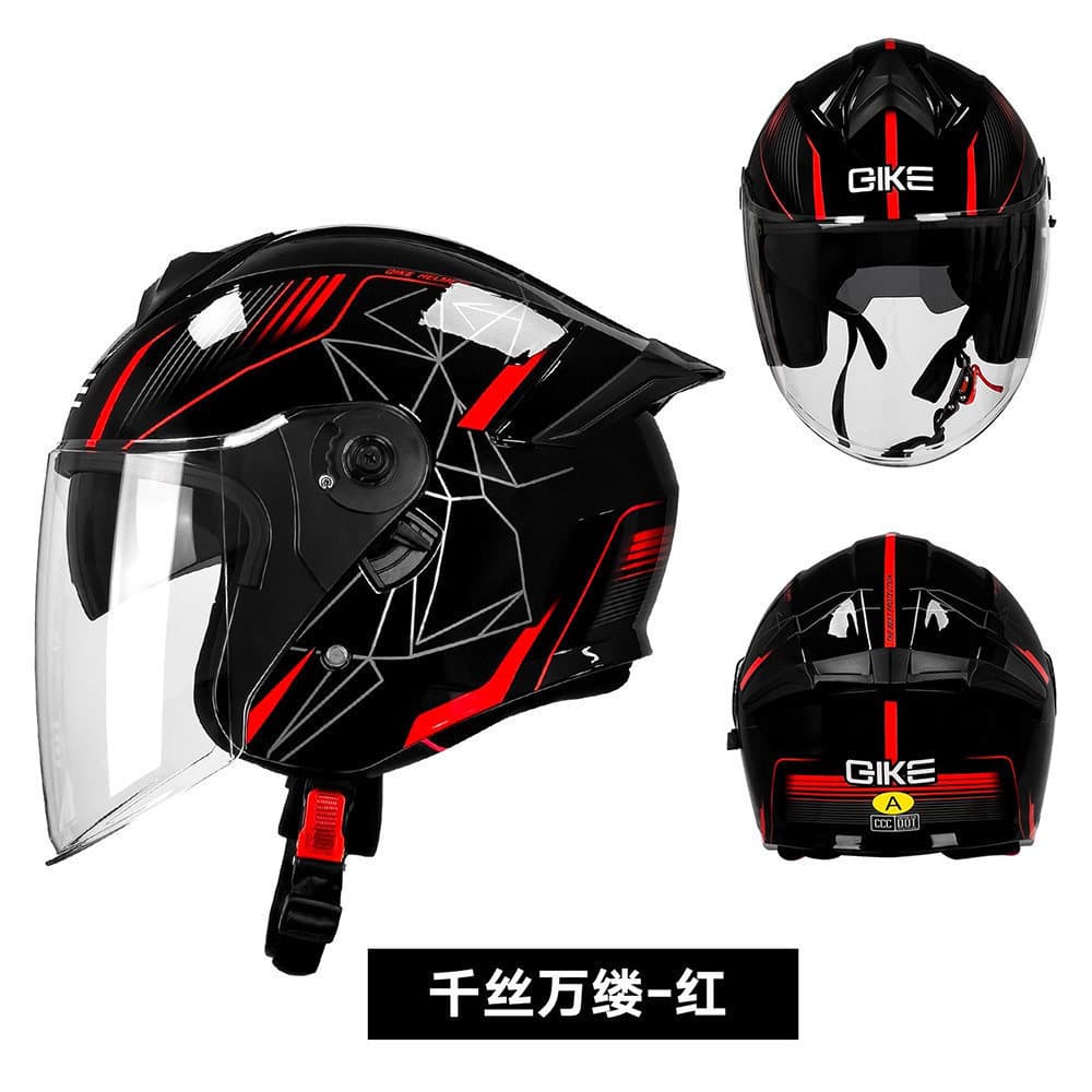 Capacete 3/4 Impresso Certificado 3C Com Lente Colorida Scooter Motocicleta Meio