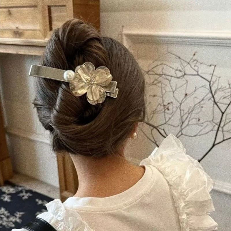 Moouga/flor pérola grampo de cabelo pequeno quebrado franja clipe luz luxo High-End clipe lateral preguiçoso