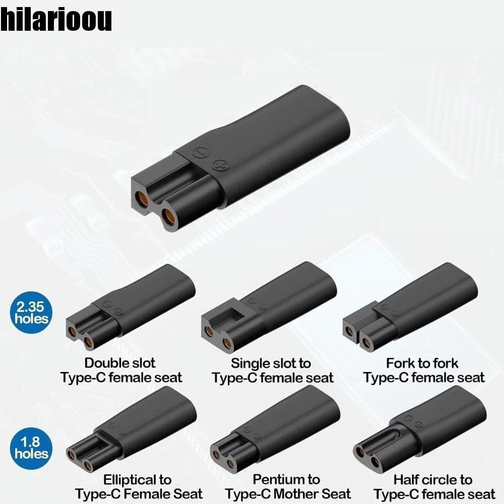 HILARIOOU 6 PCS Adaptador De Alimentação De Barbear , USB Tipo C Fêmea 1.8 Mm Carregador Dois Furos