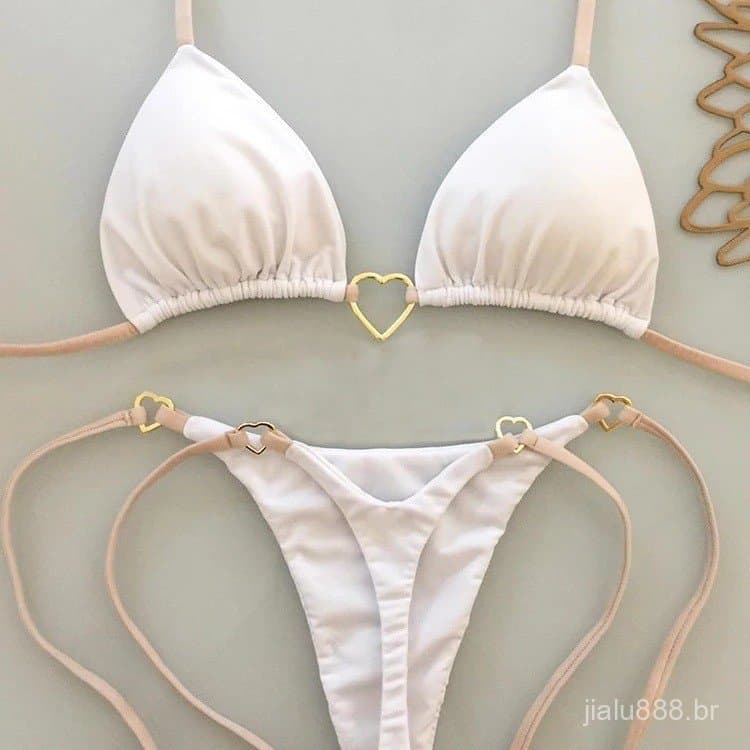 Novo biquíni feminino, biquíni de cor sólida, maiô feminino de cintura baixa, maiô de renda com design moderno. IOW5