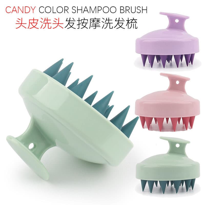 Escova de shampoo de Silicone transfronteiriça, escova de massagem Anti-coceira para limpeza de cabeça doméstica, shampo