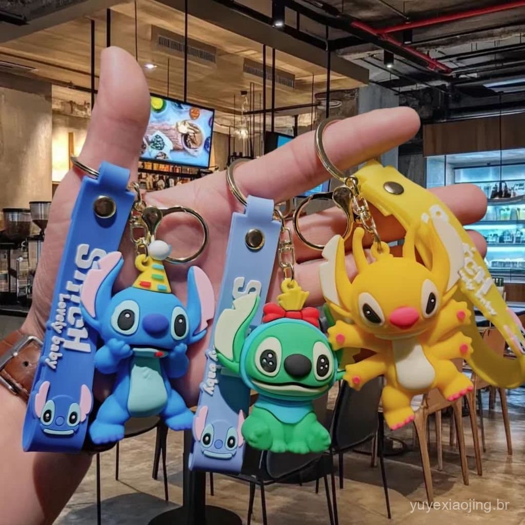 Chaveiro de Personagem de Desenho Animado Alienígena, Figura 3D, Pingente para Mochila e Carro