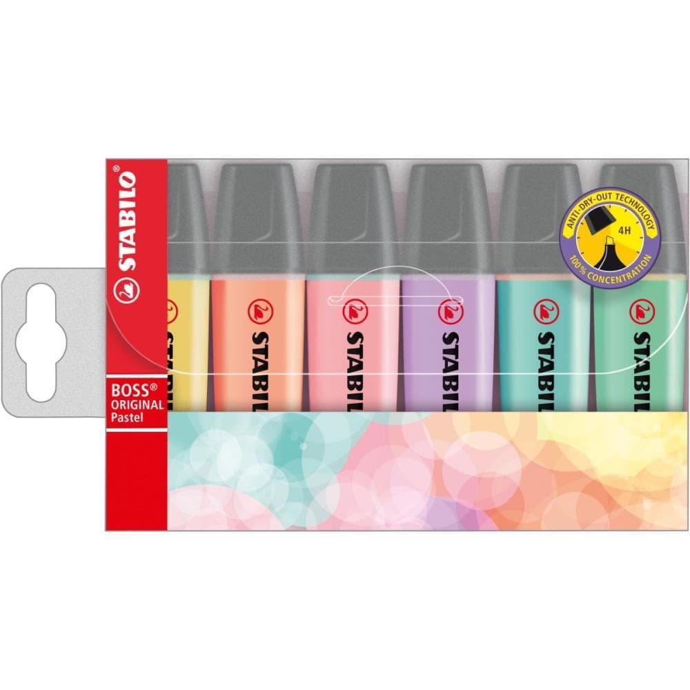 Caneta Marca Texto Stabilo BOSS 06 Cores Pastel
