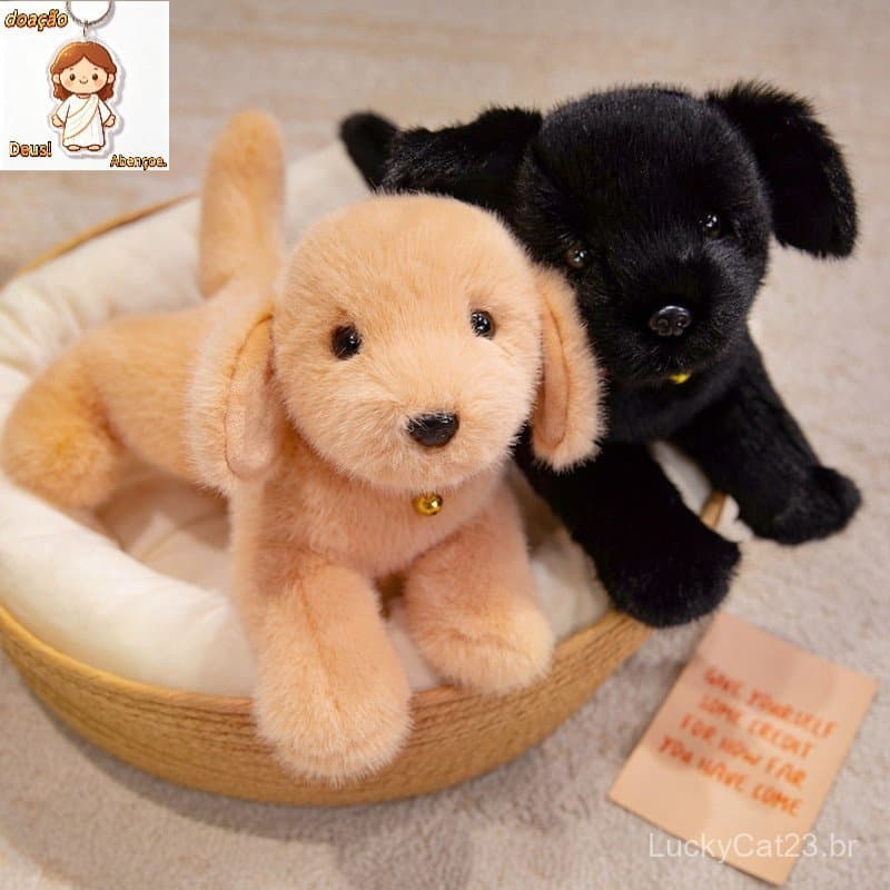 Brinquedo de Pelúcia de Cachorro Golden Retriever Simulado de Alta Qualidade, Boneco de Animal de Desenho Animado Realis