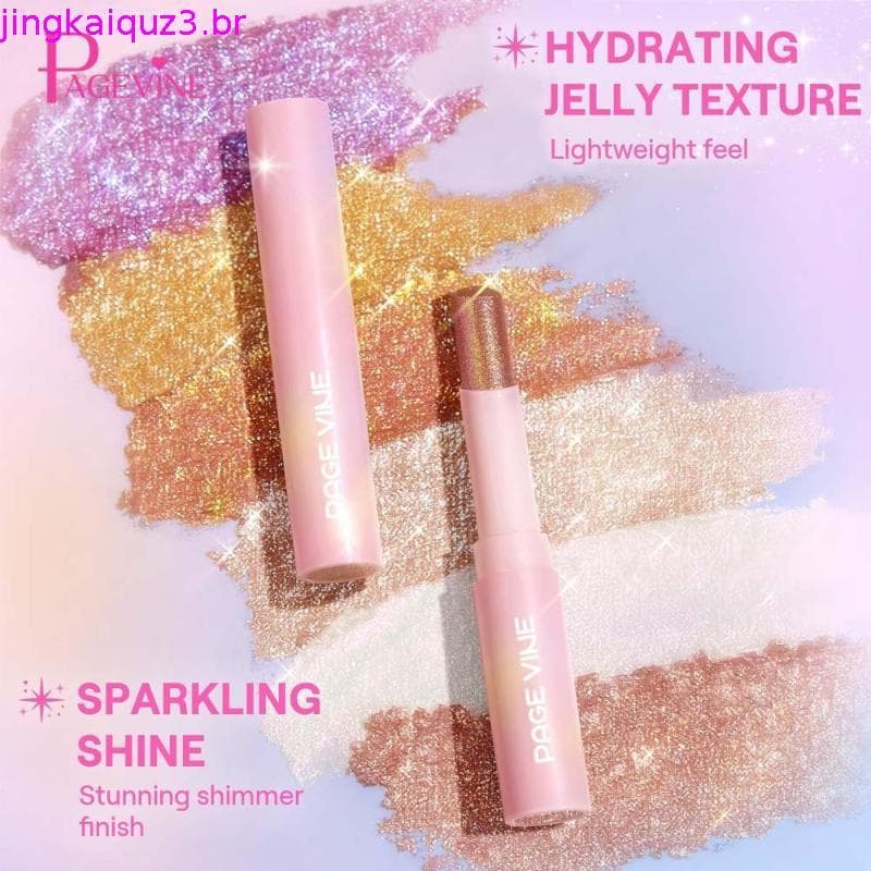 PAGE VINE Crystal Jelly Glaze Stick Eye Shadow, Eyeliner Pen, Brightening Pen, Ultra Shi Multi-color Eye Shadow Highli