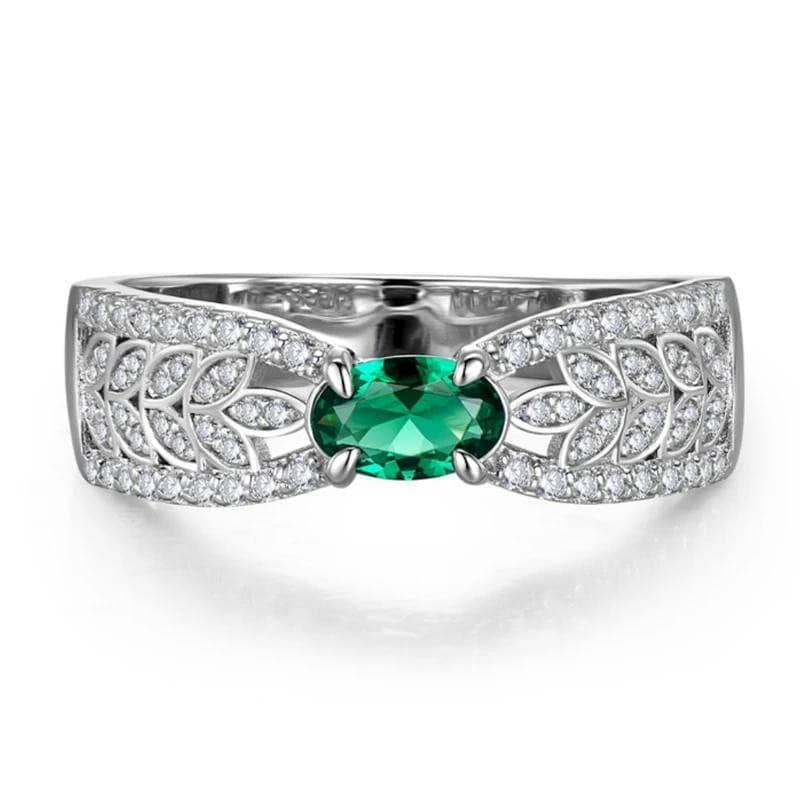 Anel elegante de prata esterlina 925, incrustado com requintado zircão verde em formato oval, anel de casamento feminino