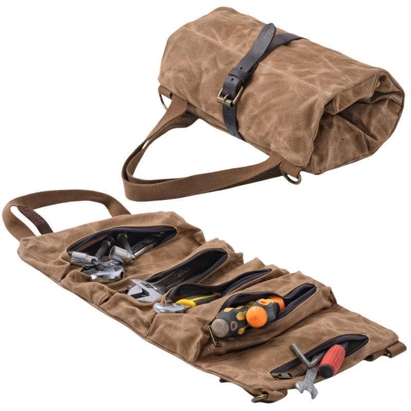 Kit de ferramentas dobrável de lona de cera retrô, tipo rolo, kit de ferramentas de reparo portátil, bolsa de armazename