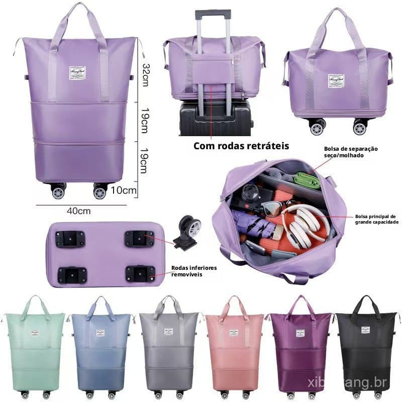 Bolsa de armazenamento de grande capacidade para separação de itens secos e molhados, ideal para viagens de negócios, ac