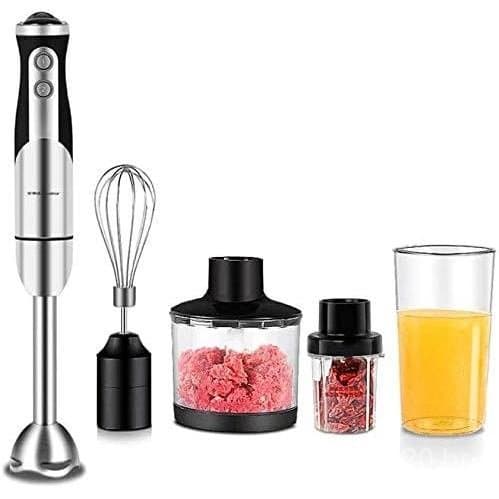 Liquidificador de Imersão, 800W, 2 Velocidades, Liquidificador de Mão 5 em 1 com Moedor de Alimentos de 500ml, Recipient
