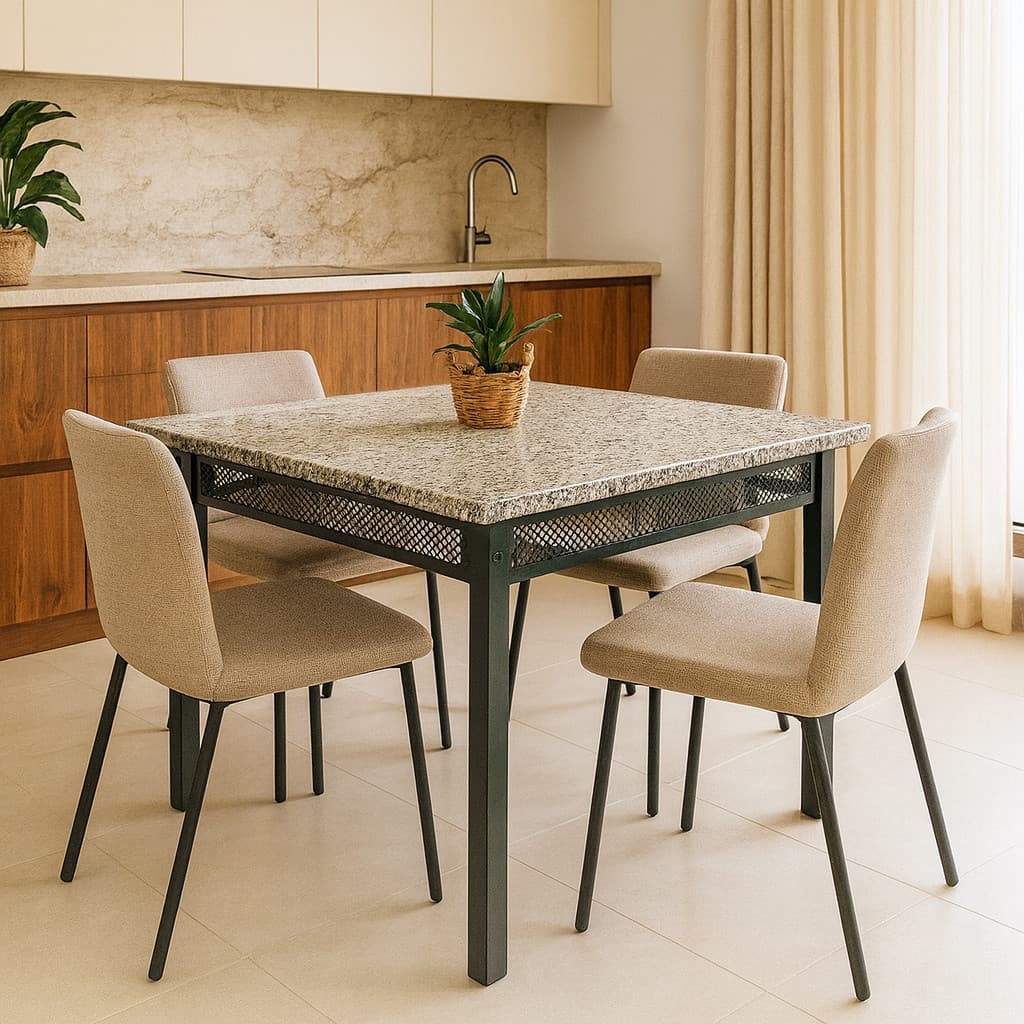 Base para Mesa Quadrada Aço Carbono Reforçado Preta para Tampo MDF Madeira Vidro Mármore