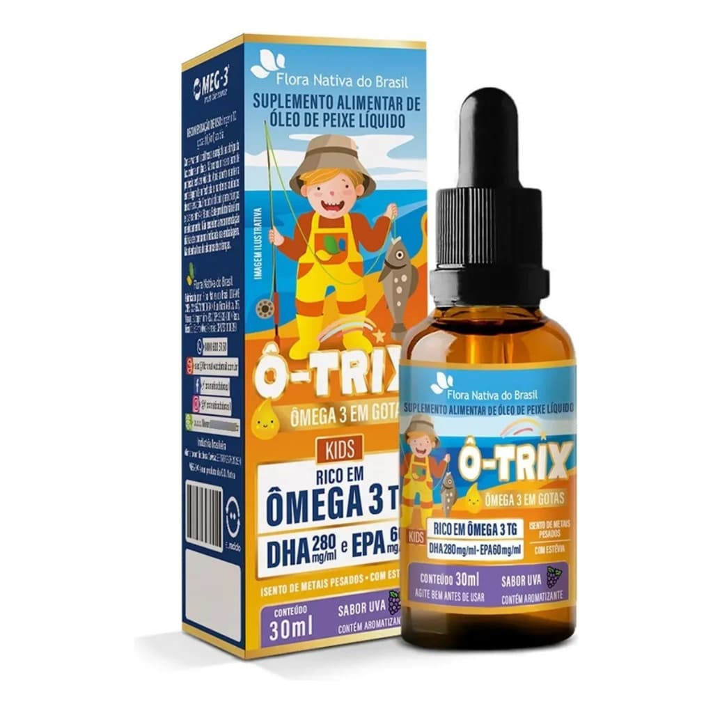Vitamina Ô-Trix Ômega 3 em Gotas Kids 30ml Infantil Suplemento Alimentar Desenvolvimento e Nutrição Diária