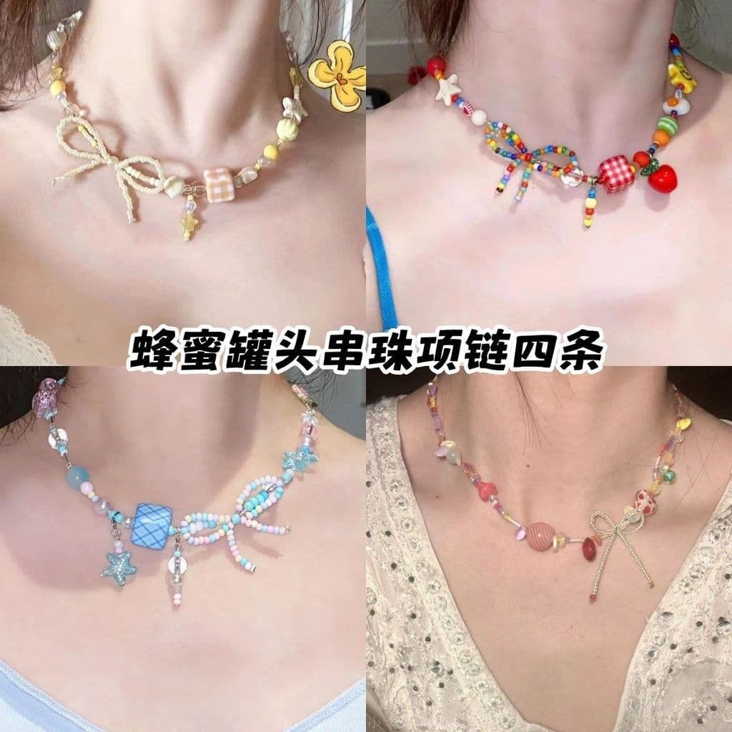 Verão colorido dopamina vidro frisado colar feminino luz luxo nicho pescoço acessórios colar High-End clavícula corrente