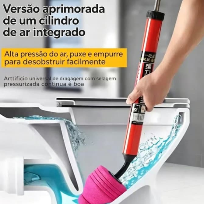 Desentupidor Portátil Profissional Bomba de Pressão para Vaso Sanitário Pia e Ralos