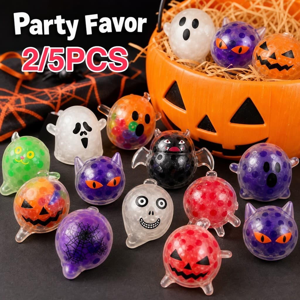 2/5 Pcs Bola De Contas Sensoriais Macias De Halloween Com Designs Coloridos Para Suprimentos De Lembrancinhas De Festa