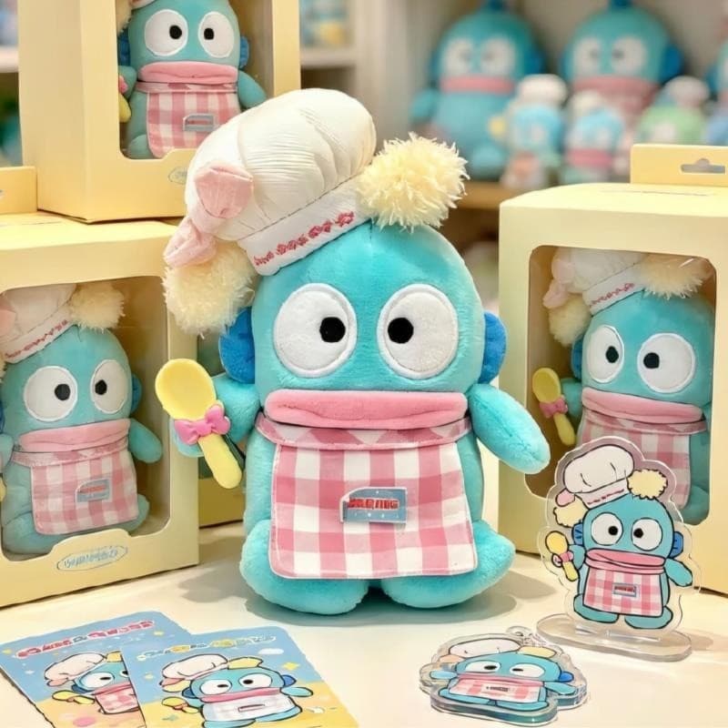 Autêntico Pingente de Boneca Sereia Hanton com Chapéu de Chef Rosa, Boneca de Fantasia de Peixe-Palhaço Divertida e Fofa