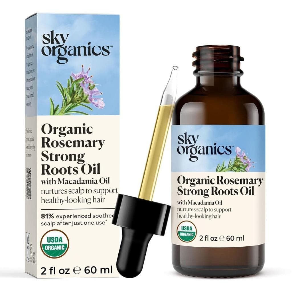 Sky Organics - Óleo de Alecrim Orgânico com Raízes Fortes - Sérum para Crescimento Capilar com Macadâmia, Jojoba e Óleos