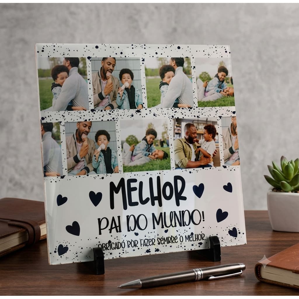 Azulejo Decorativo Dia dos Pais Personalizado com Foto e Mensagem | Presente Emocionante