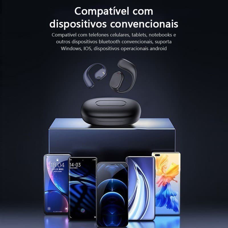 Fone Bluetooth 5.3 Esportivo TWS Display Carga Case à Prova Dágua Cancelamento Ruído -B8