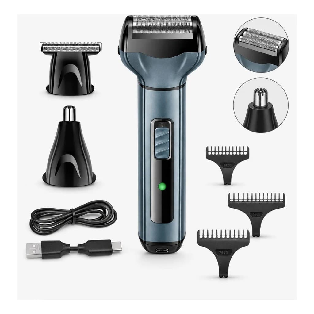 Maquina Aparador de Pelos Barba Cabelo Nariz Orelha 3 em 1 Sem Fio Recarregavel Bivolt Kit Bmax Maxx