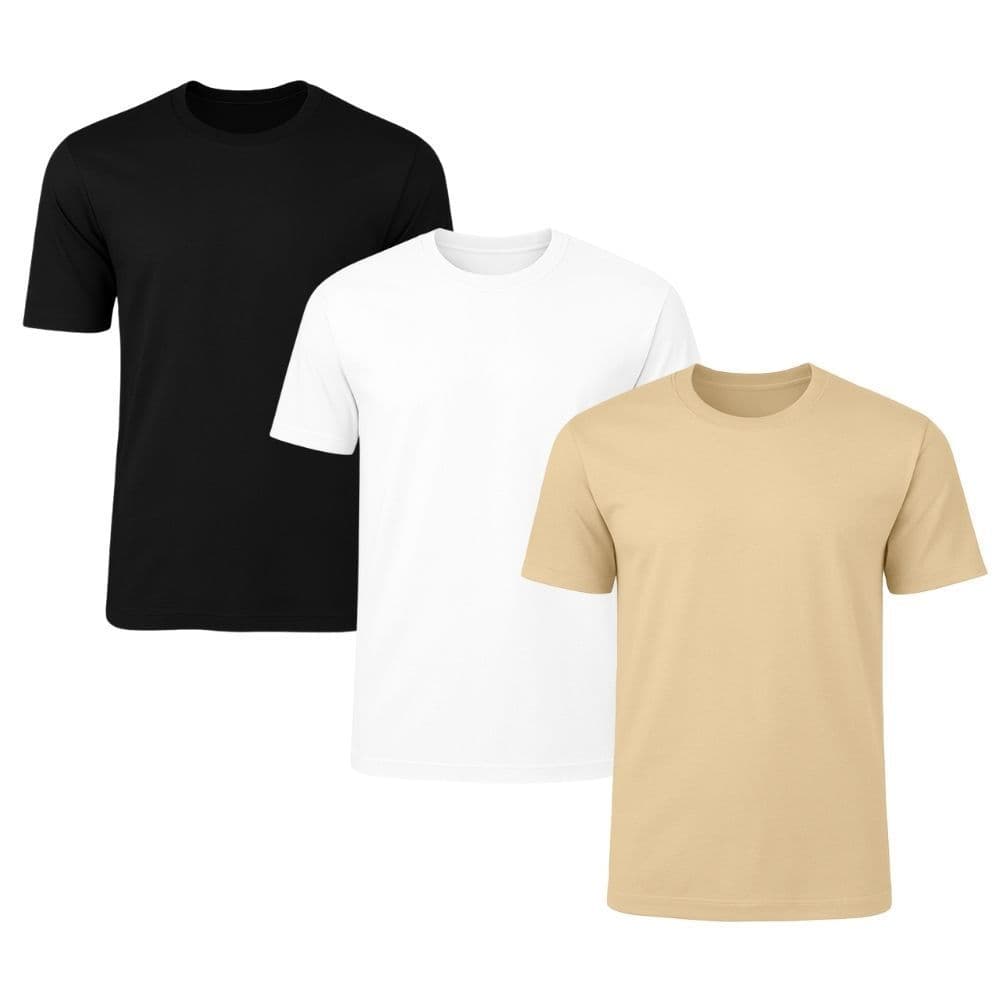 Promoção Kit 3 Camiseta Marrom  Masculina Lisa Básica 100% Algodão
