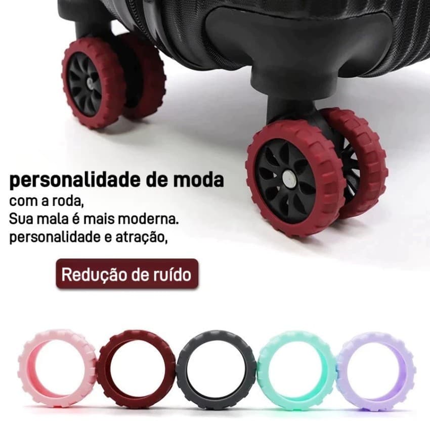 Kit 8 Capas Protetoras para Rodas de Mala em Silicone | Protetor Antirruído Antiderrapante para Bagagem de Viagem
