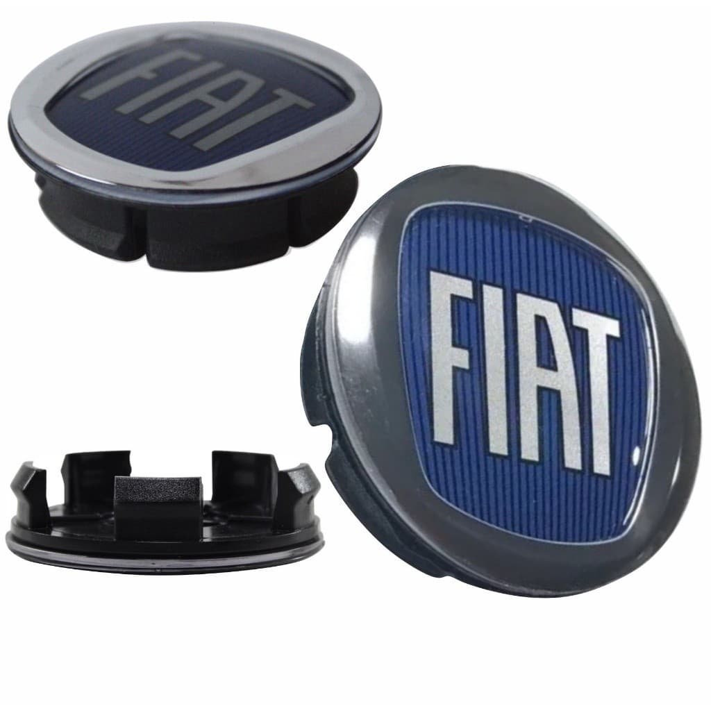 Jogo Calota Calotinha Miolo Centro Lente Alumínio Fiat Strada Pulse Ideia Punto Linea 49,6mm (FT025)