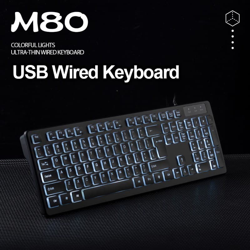 Teclado Com Fio USB APAYADO M80 104 Teclas RGB/Branco Retroiluminado Para Jogos De Escritório Ultrafino Translúcido Luz