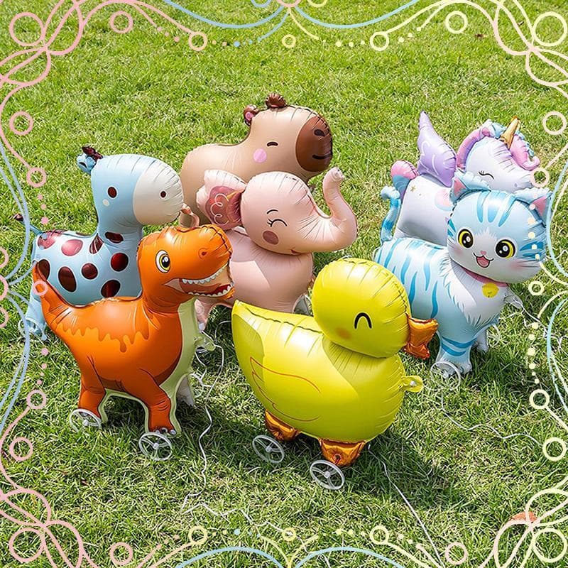 BUD 4D Balões De Folha De Desenho Animado Elefante Suporte Balão De Caminhada Com Roda Para Crianças Decoração De Festa