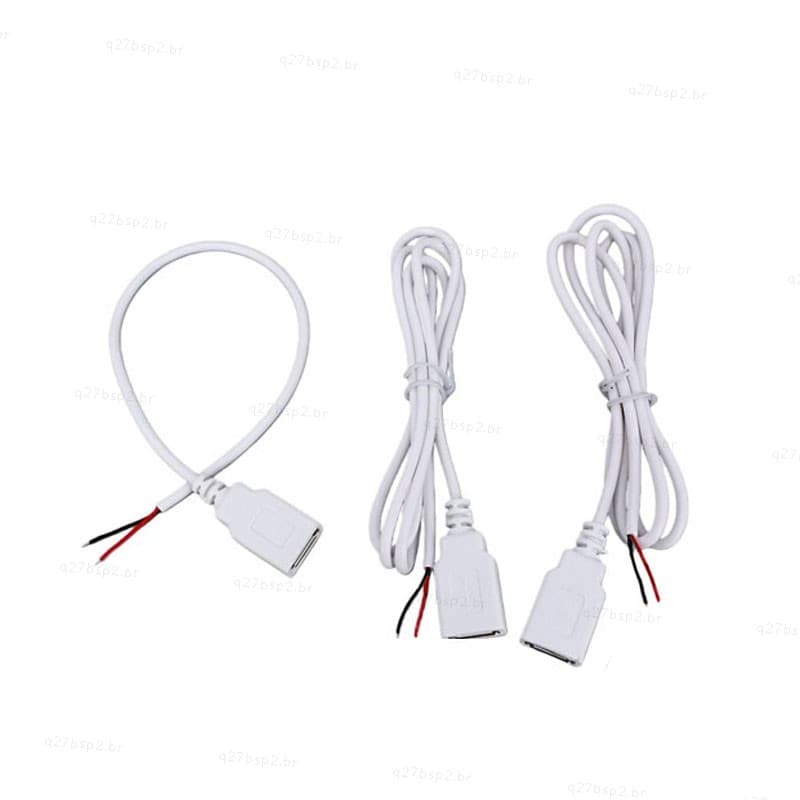 5V 2pin 4Pin Cabo De Extensão De Fonte De Alimentação USB 2.0 Conector Fêmea Branco 0.3m 1m Para Acessórios De Computado