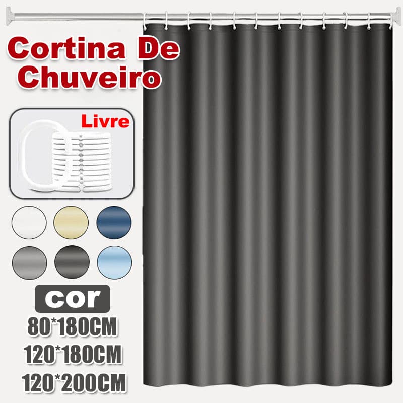 Cortina de Chuveiro de Cor Sólida, de Chuveiro Impermeável, Cortina de Chuveiro Blackout Espessa, Cortinas Black