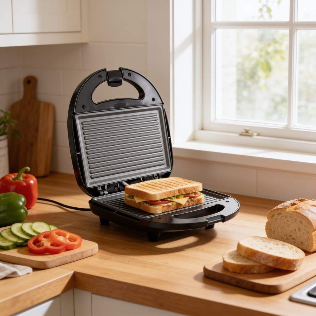 Sanduicheira Grill Elétrica Antiaderente Preta 110/127V 750W