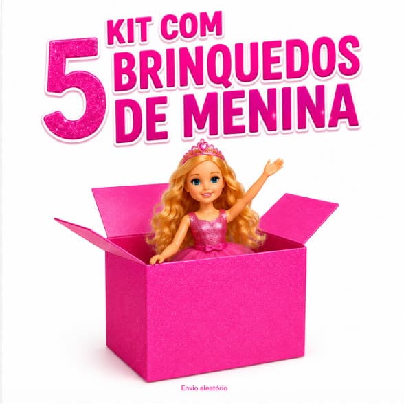 Kit 5 Brinquedos Infantis Menina: Boneca, Maquiagem, Slime,