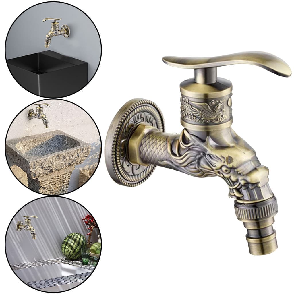 [wisdomt] Torneira Decorativa Para Máquina De Lavar Jardim Ao Ar Livre Em Liga De Zinco Esculpida